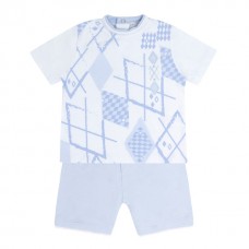 Pastels & Co Boys T-Shirt & Short Set - White/Pale Blue